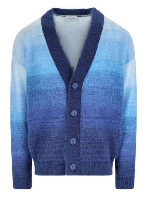 Off-White arrow-detail V-neck cardigan Blue OMHB02MF25KNI001