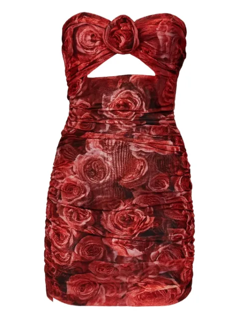 ROOM76 floral-appliqué strapless mini dress Red FRAS25415ROSE
