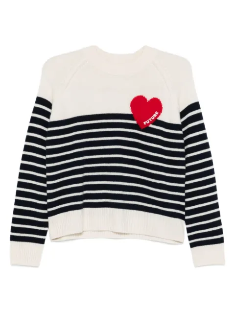 FROM FUTURE striped heart-motif sweater White 2501WPR03378W