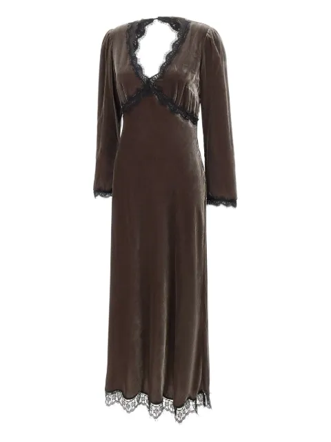 Rixo Alesha lace-trim dress Brown 0100241242507246MINK
