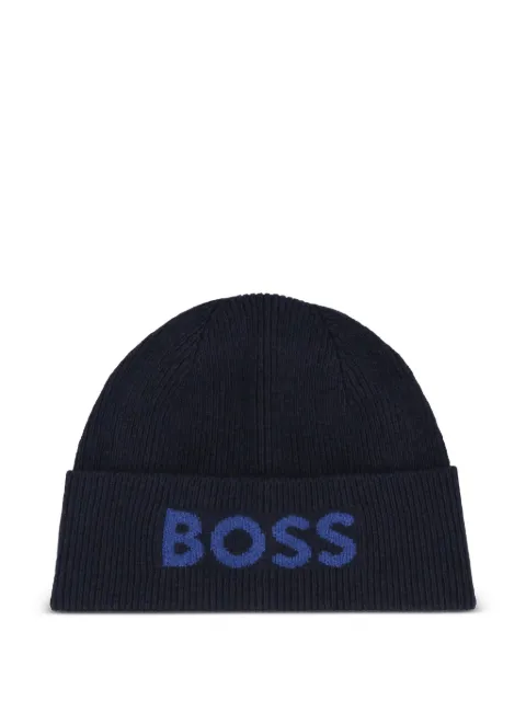 BOSS logo detail beanie Blue 50548777