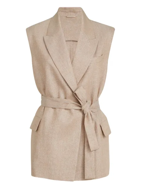 Brunello Cucinelli linen belted vest Neutrals MH5267774C920