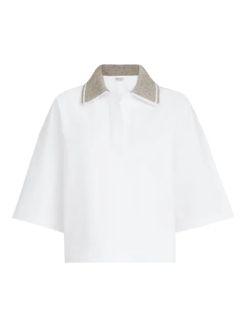 Brunello Cucinelli sparkling knit-collar T-shirt White ML946SP105C159