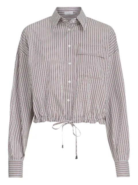 Brunello Cucinelli striped Monili-detail poplin shirt White MH746NA916C2052