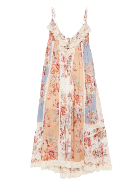 ZIMMERMANN floral lace midi dress Neutrals 5771DRS261