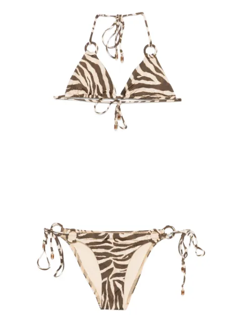 ZIMMERMANN Wanderlust ring-tie zebra-pattern bikini Brown 4093WRS262