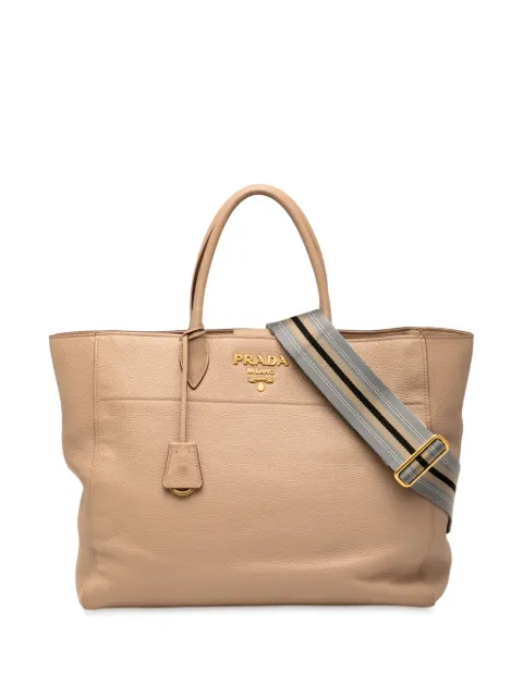 Prada Pre-Owned 2013-2025 Vitello Phenix Open Convertible Tote satchel Brown SCI2SYT1FQP3QN8Z