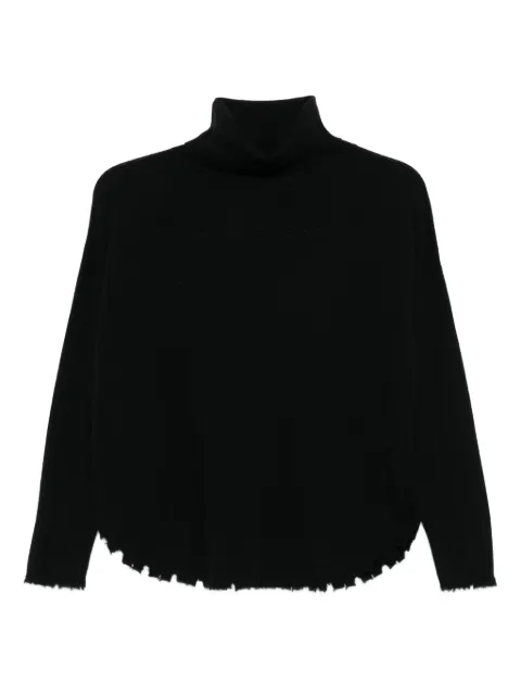 kujten Mavis roll-neck frayed sweater Black F3102