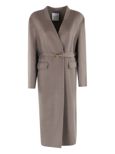 Isabelle Blanche belted single-breasted coat Neutrals IS25FWJ103T013097