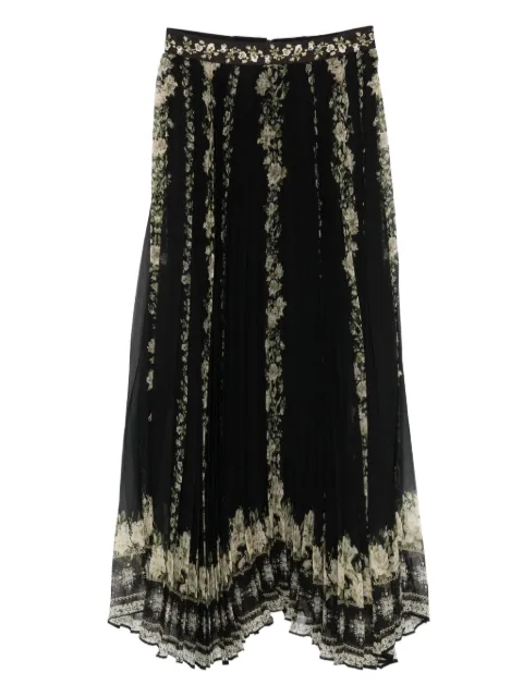 alice + olivia Katz floral pleated maxi skirt Black CC509P61301