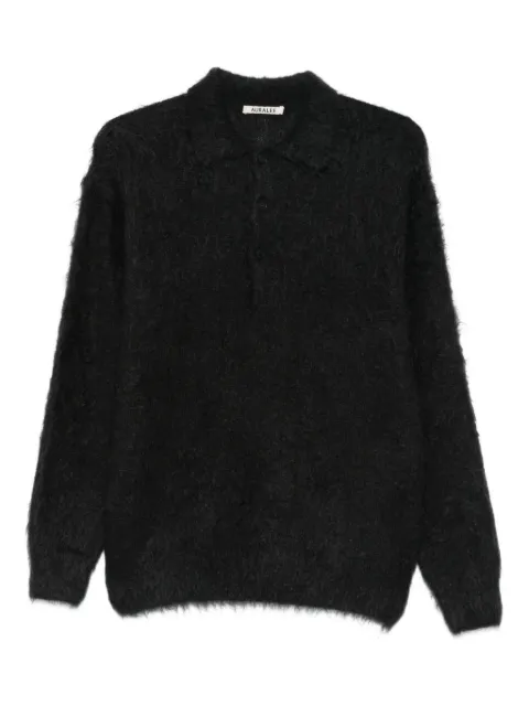Auralee long-sleeve polo shirt Black A25AP01KM
