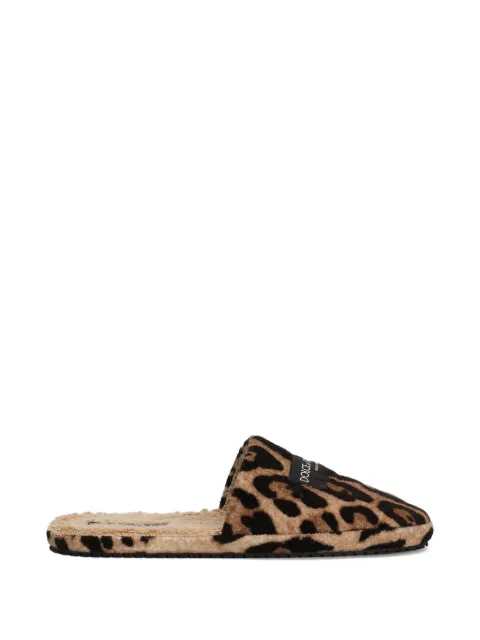 Dolce & Gabbana leo-print hotel terry slippers Brown A80608A0342