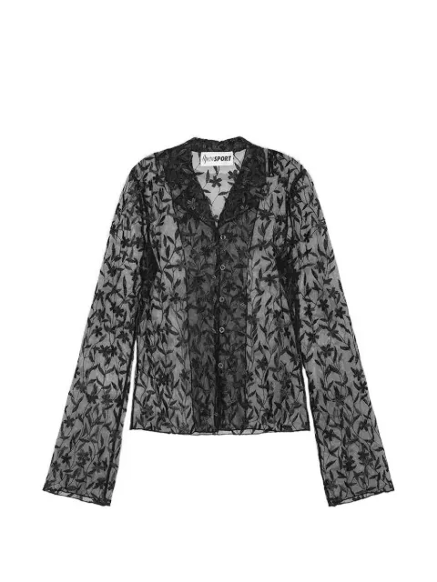 OpéraSPORT Flora lace V-neck shirt Black S45FW25