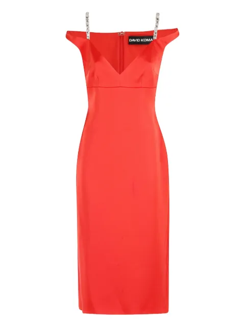 David Koma crystal-strap midi dress Red PF25DK52D097