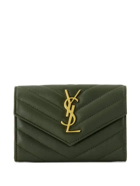 Saint Laurent small Cassandre Matelassé wallet Green 414404AAA44