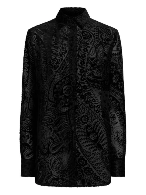 ETRO burnout velvet shirt with floral Paisley motif Black WRIA0013AKE45
