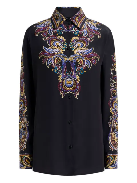 ETRO pointed collar silk shirt Black WRIA0013AKE44
