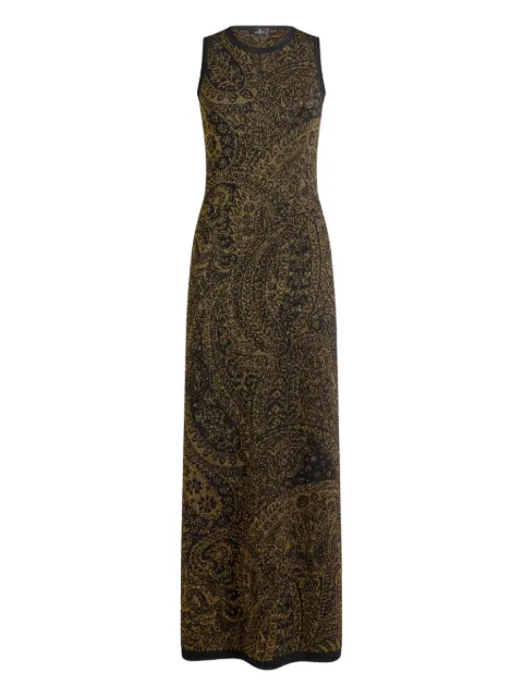 ETRO long dress in wool-blend jacquard with metallic Paisley motif Black WRKA0085AQ318