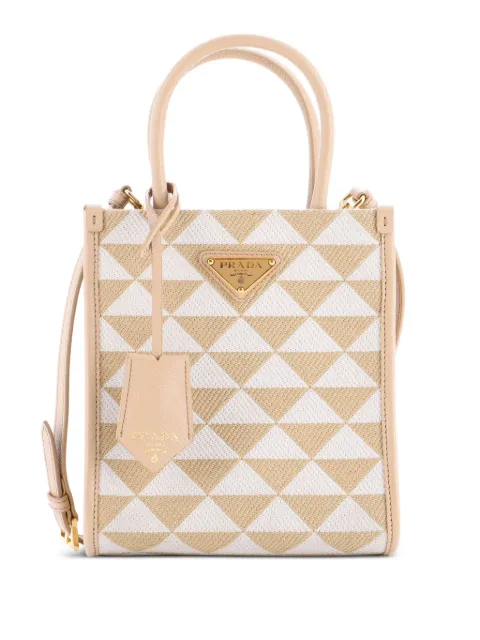 Prada Pre-Owned Symbole Shopper Tote Jacquard Mini crossbody bag Neutrals X9QMVIC6FHP2YBXX