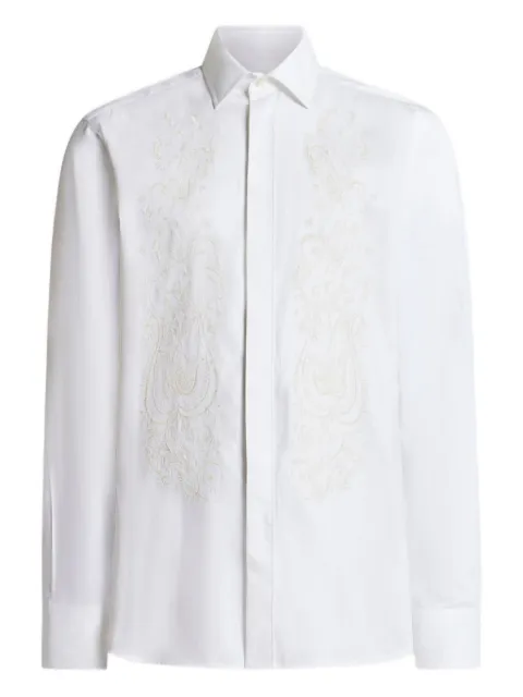 ETRO floral paisley embroidery cotton shirt White MRIB0027AR467