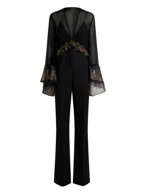 ETRO silk-blend jumpsuit with placed Paisley foliage print Black WRHC002599SP1J7