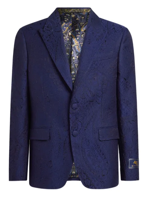ETRO jacquard paisley single-breasted jacket Blue MRCA000899TJEJ7
