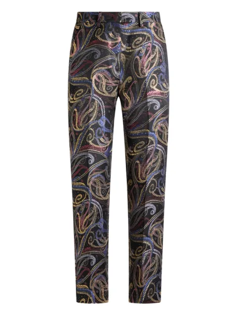 ETRO pressed crease paisley-motif trousers Black WREA000399TJS83