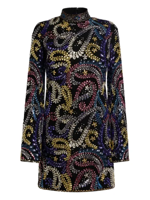 ETRO mini dress with all-over Paisley foliage embroidery Black WRHA0540AR439