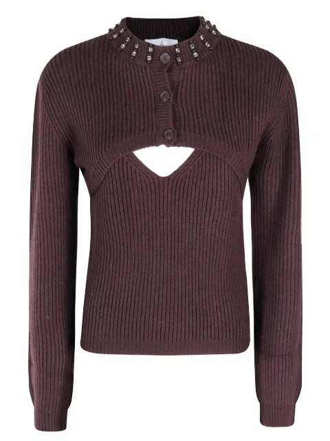 Isabelle Blanche cut-out embellished sweater Brown IS25FWM123F005097