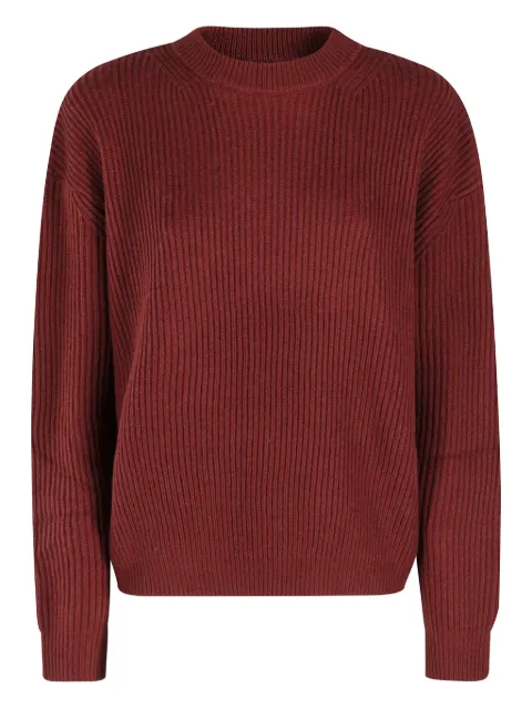 Isabelle Blanche leather-patch ribbed sweater Red IS25FWM127F005097
