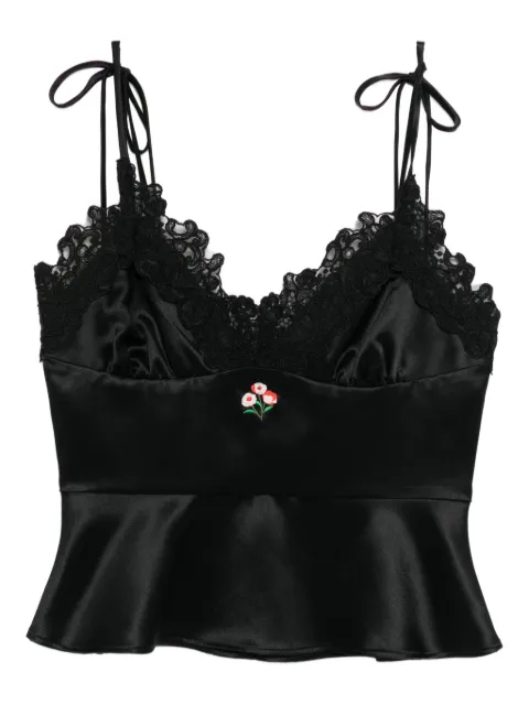 Cynthia Rowley satin lace top Black 25F1TP26AC