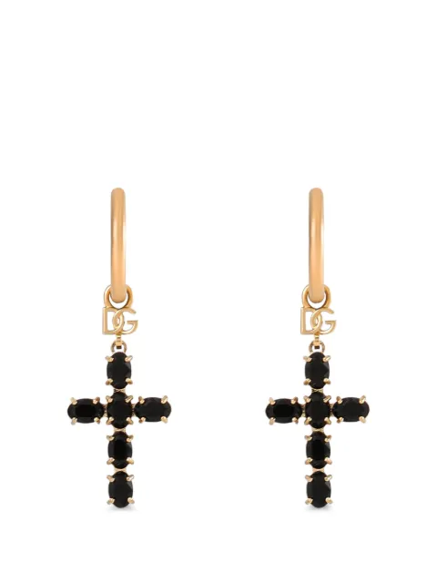 Dolce & Gabbana Creole earrings with crystal cross Gold WEQ2D6W1111