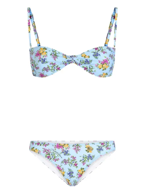 Dolce & Gabbana floral-print twist bikini Blue O8A05JON0D2
