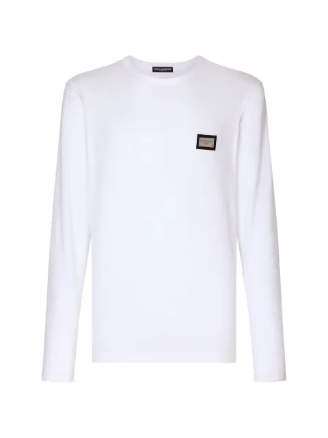 Dolce & Gabbana long-sleeved T-shirt with logo tag White G8PV0TG7P1B
