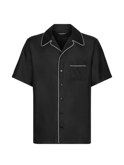 Dolce & Gabbana silk twill shirt with DG-embroidery Black G5KS3ZGK296