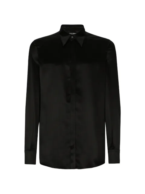 Dolce & Gabbana silk satin Martini-fit shirt Black G5JL8TGK384