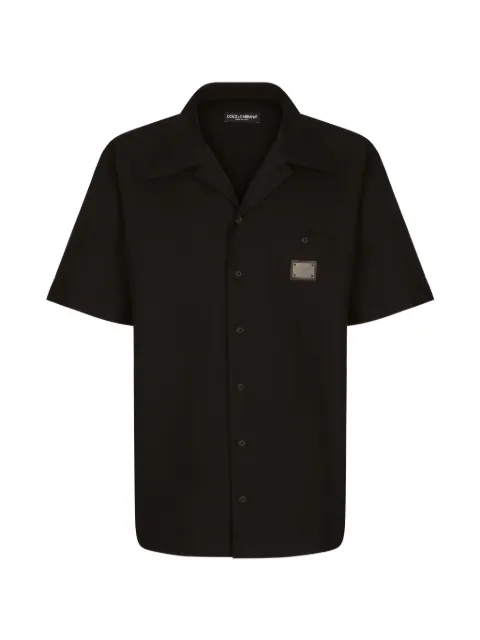 Dolce & Gabbana cotton Hawaiian shirt with branded tag Black G5JH9TGK307