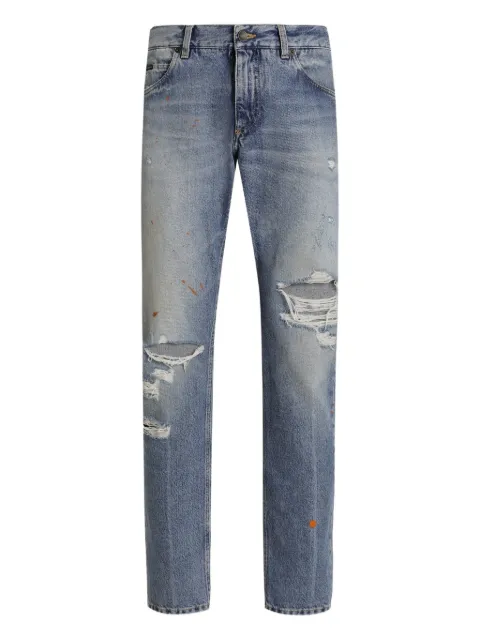 Dolce & Gabbana ripped logo-plaque jeans Blue GYJCCDG8OI8