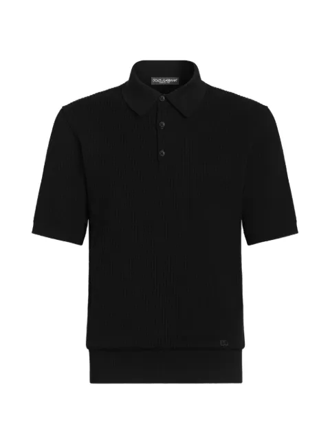 Dolce & Gabbana micro-rib cotton polo shirt Black GXZBJZJBCJC