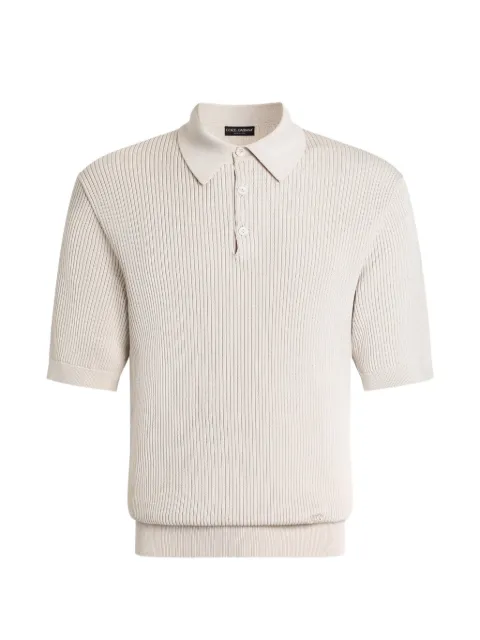 Dolce & Gabbana micro-rib cotton polo shirt Neutrals GXZBJZJBCJC
