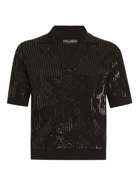 Dolce & Gabbana wool and silk polo shirt Black GXZB5ZJGMEI