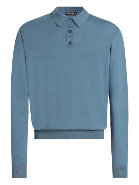 Dolce & Gabbana long-sleeve knitted polo shirt Blue GXZ25TJBW1P