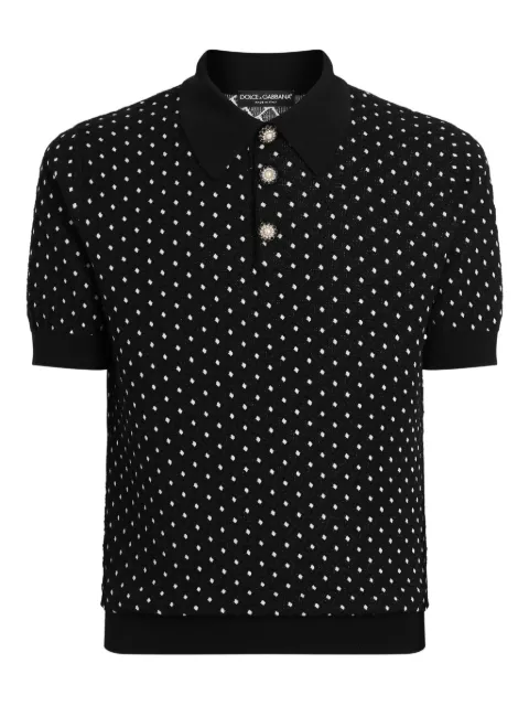 Dolce & Gabbana polka-dot buttoned polo shirt Black GXZ02ZJGMFB
