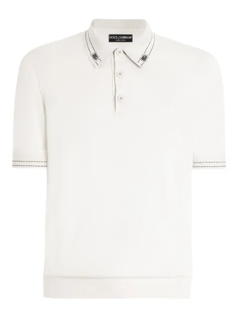 Dolce & Gabbana logo-trim polo shirt White GXZ02TJBSOI
