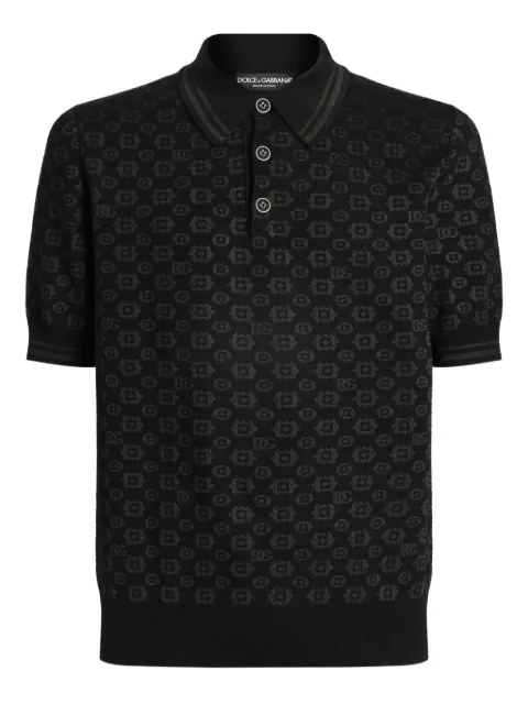 Dolce & Gabbana geometric-pattern polo shirt Black GXZ02TJGMFE