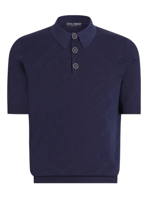 Dolce & Gabbana patterned short-sleeve polo shirt Blue GXZ02TJBSO9