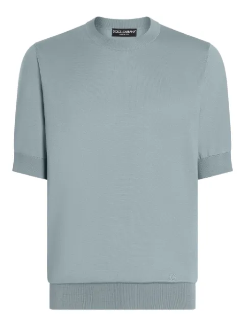 Dolce & Gabbana logo-embroidered T-shirt Blue GXX03ZJBSO5