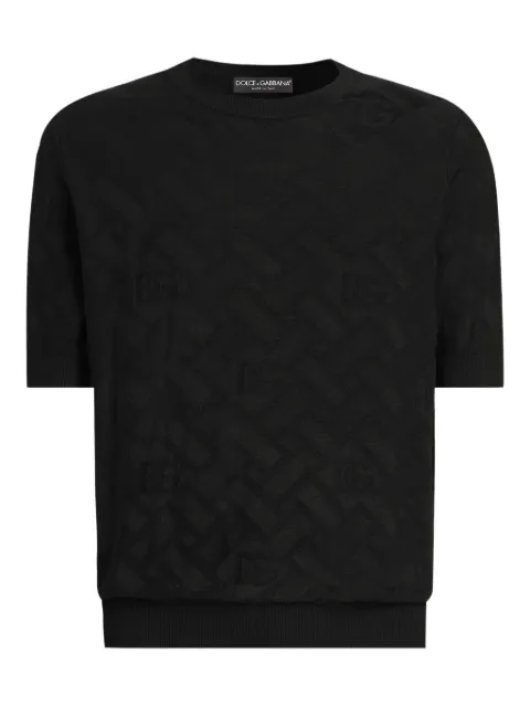 Dolce & Gabbana short sleeve patterned T-shirt Black GXX03TJBSOC