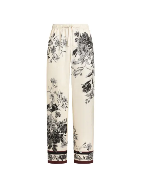 Dolce & Gabbana flower bouquet-print Vanity twill trousers Neutrals GVRMATHI10O