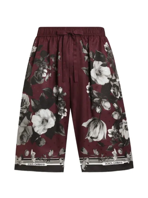 Dolce & Gabbana peony ramage-print vanity twill trousers Red GV5MATHI10N